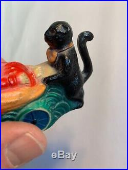 Antique Plastic Celluloid HALLOWEEN Witch & Black Cat RARE