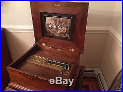 Antique Polyphon Single Comb 15.5 Disc Music Box Great Cond Plays Beautifully