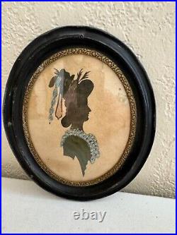 Antique Portrait Silhouette of Woman Marked on Back Bessie from Uncle Harry 1860