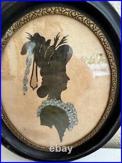 Antique Portrait Silhouette of Woman Marked on Back Bessie from Uncle Harry 1860