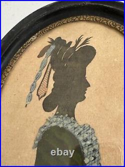 Antique Portrait Silhouette of Woman Marked on Back Bessie from Uncle Harry 1860