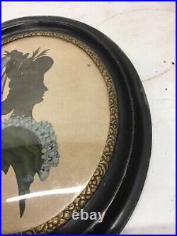 Antique Portrait Silhouette of Woman Marked on Back Bessie from Uncle Harry 1860