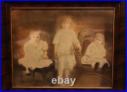 Antique Portrait of 3 siblings 24 x 21