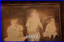 Antique Portrait of 3 siblings 24 x 21