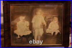 Antique Portrait of 3 siblings 24 x 21