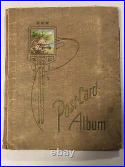 Antique Postcard Album Scrapbook Assorted Greeting & Travel Cards Collection