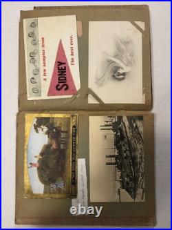 Antique Postcard Album Scrapbook Assorted Greeting & Travel Cards Collection