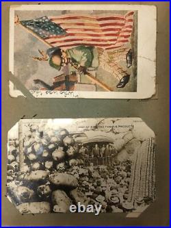 Antique Postcard Album Scrapbook Assorted Greeting & Travel Cards Collection