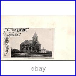 Antique Postcard Gale Public Library Laconia N. H. Early 1900s Unused