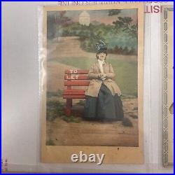 Antique Postcards Lot 4 LADIES WOMEN GIRLS Fashion Hats? Rare One Cent Stamps