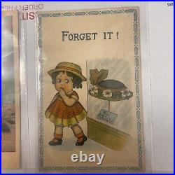 Antique Postcards Lot 4 LADIES WOMEN GIRLS Fashion Hats? Rare One Cent Stamps