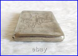 Antique Pre Independence Indian Map Carved Brass Cigarette Keeping Box CG718