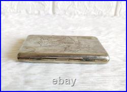 Antique Pre Independence Indian Map Carved Brass Cigarette Keeping Box CG718