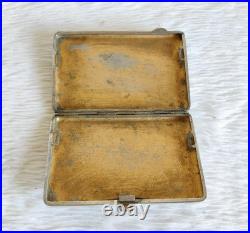 Antique Pre Independence Indian Map Carved Brass Cigarette Keeping Box CG718