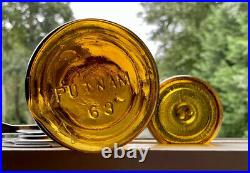 Antique Quart Fruit Jar Trademark Lightning Pale Honey Yellow Amber, c. 1880s