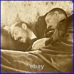Antique RPPC Real Photo Postcard Handsome Man Sleeping On Each Other Gay Int