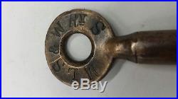 Antique Railroad brass barrel key. MLS&W. Milwaukee Lake Shore & Western RR