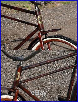 Antique Reading Standard Wood Wheel Motor Bike Prewar Safety Bicycle Cycle Crown