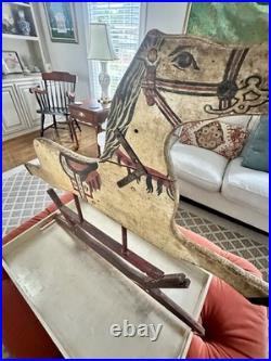 Antique Rocking Horse Half Very Old Double Sided Handmade Vintage Western Art