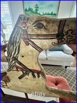 Antique Rocking Horse Half Very Old Double Sided Handmade Vintage Western Art