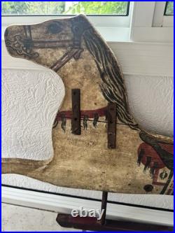 Antique Rocking Horse Half Very Old Double Sided Handmade Vintage Western Art