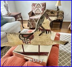 Antique Rocking Horse Half Very Old Double Sided Handmade Vintage Western Art