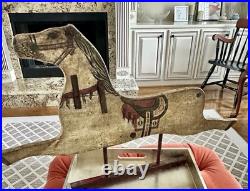 Antique Rocking Horse Half Very Old Double Sided Handmade Vintage Western Art