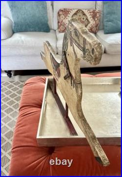 Antique Rocking Horse Half Very Old Double Sided Handmade Vintage Western Art