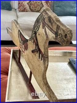 Antique Rocking Horse Half Very Old Double Sided Handmade Vintage Western Art