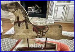 Antique Rocking Horse Half Very Old Double Sided Handmade Vintage Western Art