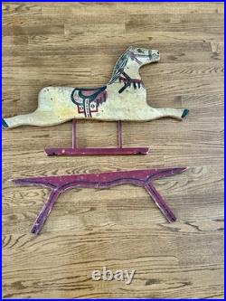 Antique Rocking Horse Half Very Old Double Sided Handmade Vintage Western Art