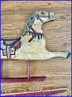 Antique Rocking Horse Half Very Old Double Sided Handmade Vintage Western Art