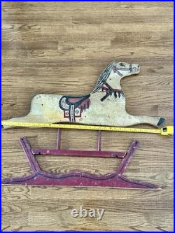 Antique Rocking Horse Half Very Old Double Sided Handmade Vintage Western Art