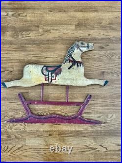 Antique Rocking Horse Half Very Old Double Sided Handmade Vintage Western Art