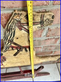Antique Rocking Horse Half Very Old Double Sided Handmade Vintage Western Art