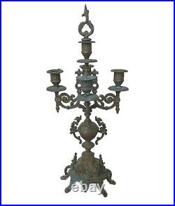 Antique Rococo Style Brass Five Light Candelabra Victorian Vintage 20 H Heavy