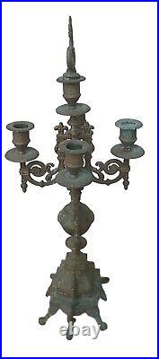 Antique Rococo Style Brass Five Light Candelabra Victorian Vintage 20 H Heavy