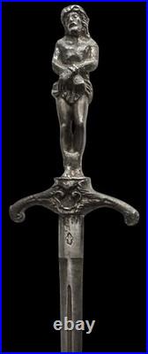 Antique Romantic Iron Stiletto Medieval Dagger Christ Jesus