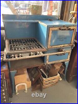 Antique Royal Charter Oak Robins Egg Blue Gas Oven Stove Vtg