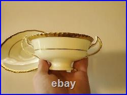 Antique Royal Doulton Chantilly Gold Dual Handle Bowl & Saucer 16 pieces V1813E
