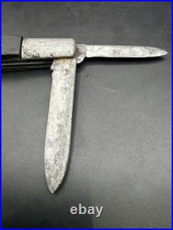 Antique Russell 1880s Arrow Logo 2 Blade Barlow Ebony Wood Jack Pocket Knife