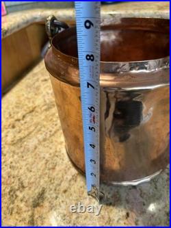 Antique Rustic Hanging Hammered Copper Cauldron Pot Kettle Brass Rivet Handle Antique Rustic Hanging Hammered Copper Cauldron Pot Kettle Brass Rivet Handle