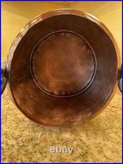 Antique Rustic Hanging Hammered Copper Cauldron Pot Kettle Brass Rivet Handle