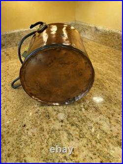 Antique Rustic Hanging Hammered Copper Cauldron Pot Kettle Brass Rivet Handle