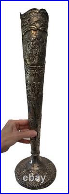 Antique STUNNING Trumpet Vase Repousse Silver over Copper E G Webster & Son 18