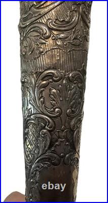 Antique STUNNING Trumpet Vase Repousse Silver over Copper E G Webster & Son 18