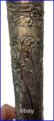 Antique STUNNING Trumpet Vase Repousse Silver over Copper E G Webster & Son 18