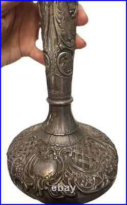 Antique STUNNING Trumpet Vase Repousse Silver over Copper E G Webster & Son 18