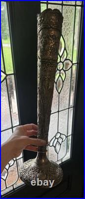 Antique STUNNING Trumpet Vase Repousse Silver over Copper E G Webster & Son 18