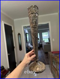 Antique STUNNING Trumpet Vase Repousse Silver over Copper E G Webster & Son 18